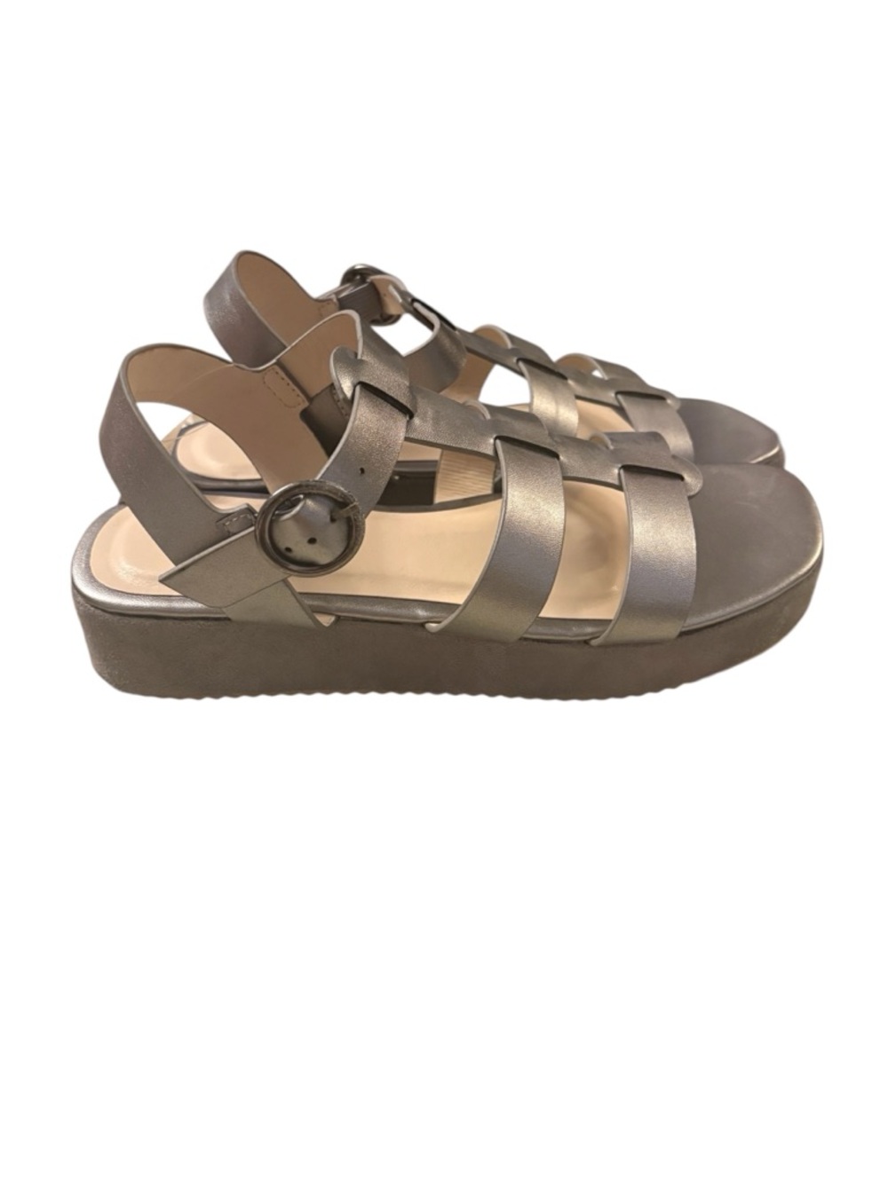 Gloria Vanderbilt Metallic Silver Platform Slingback Sandals